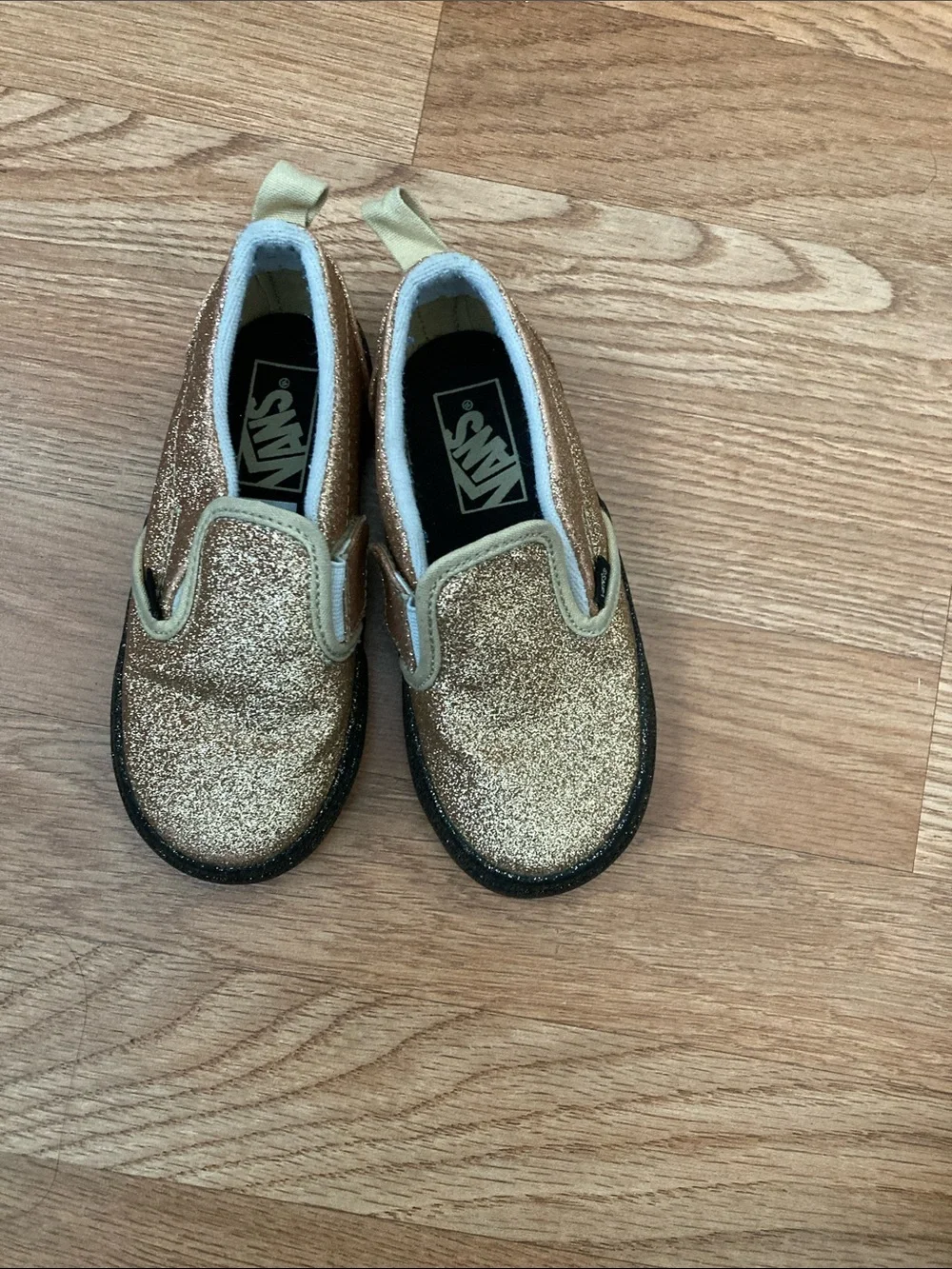 Vans Kids Sparkle Slip-On Shoes in Gold Sz 9